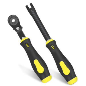 2 pcs slack adjuster tools, brake adjustment for semi, fork end release and 5/16" double square reversible ratcheting wrench, automatic slack adjuster release set