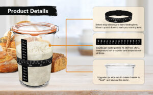 POLYHNIA Sourdough Starter Jar, Sourdough Jar Wide Mouth, Sourdough Starter Kit, Sourdough Starter Jars Glass Easy Fermentation, Reusable 27 oz Sourdough Bread Baking Supplies for Bakery Lover polyhnia sourdough starter jar, sourdough jar wide mouth, sourdough starter kit, sourdough starter jars glass easy fermentation, reusable 27 oz sourdough bread baking supplies for bakery lover