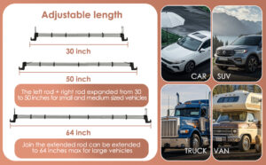 car clothes hanger bar, adjustable 30 64 inch clothes rack for car travel, heavy duty wrinkle free telescopic cars hanger for trucks, suvs, rvs, toad trippers, and rvs