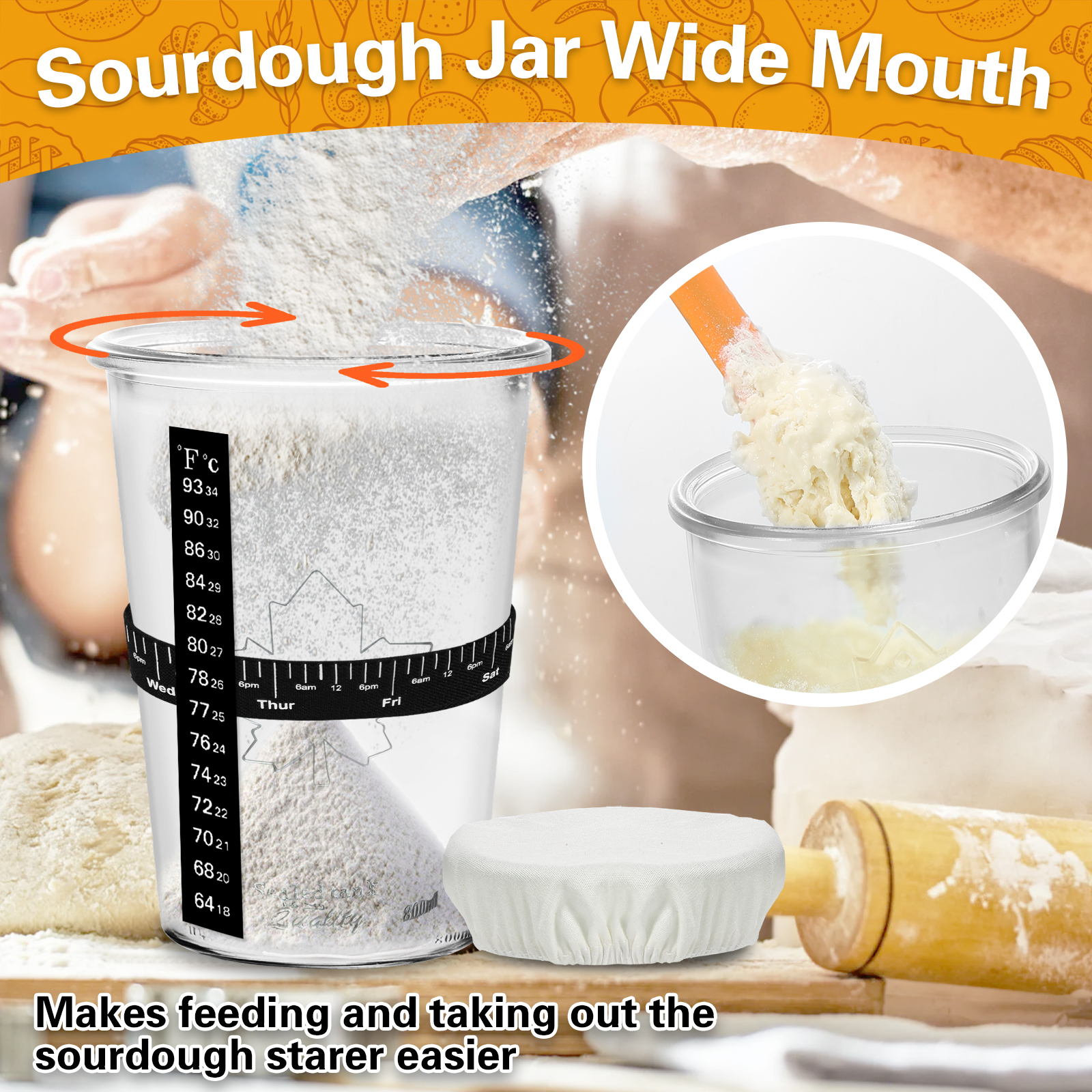 polyhnia sourdough starter jar, sourdough jar wide mouth, sourdough starter kit, sourdough starter jars glass easy fermentation, reusable 27 oz sourdough bread baking supplies for bakery lover polyhnia sourdough starter jar, sourdough jar wide mouth, sourdough starter kit, sourdough starter jars glass easy fermentation, reusable 27 oz sourdough bread baking supplies for bakery lover