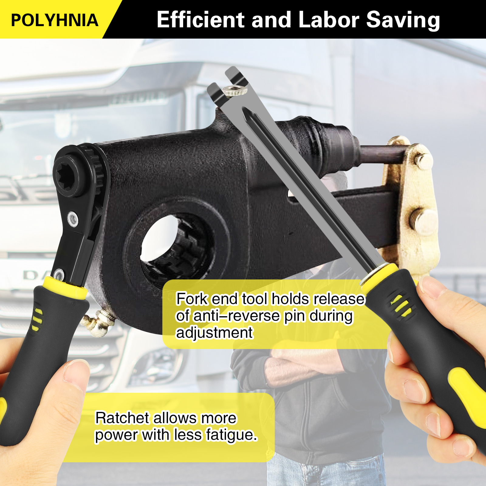 2 pcs slack adjuster tools, brake adjustment for semi, fork end release and 5/16" double square reversible ratcheting wrench, automatic slack adjuster release set 2 pcs slack adjuster tools, brake adjustment for semi, fork end release and 5/16" double square reversible ratcheting wrench, automatic slack adjuster release set