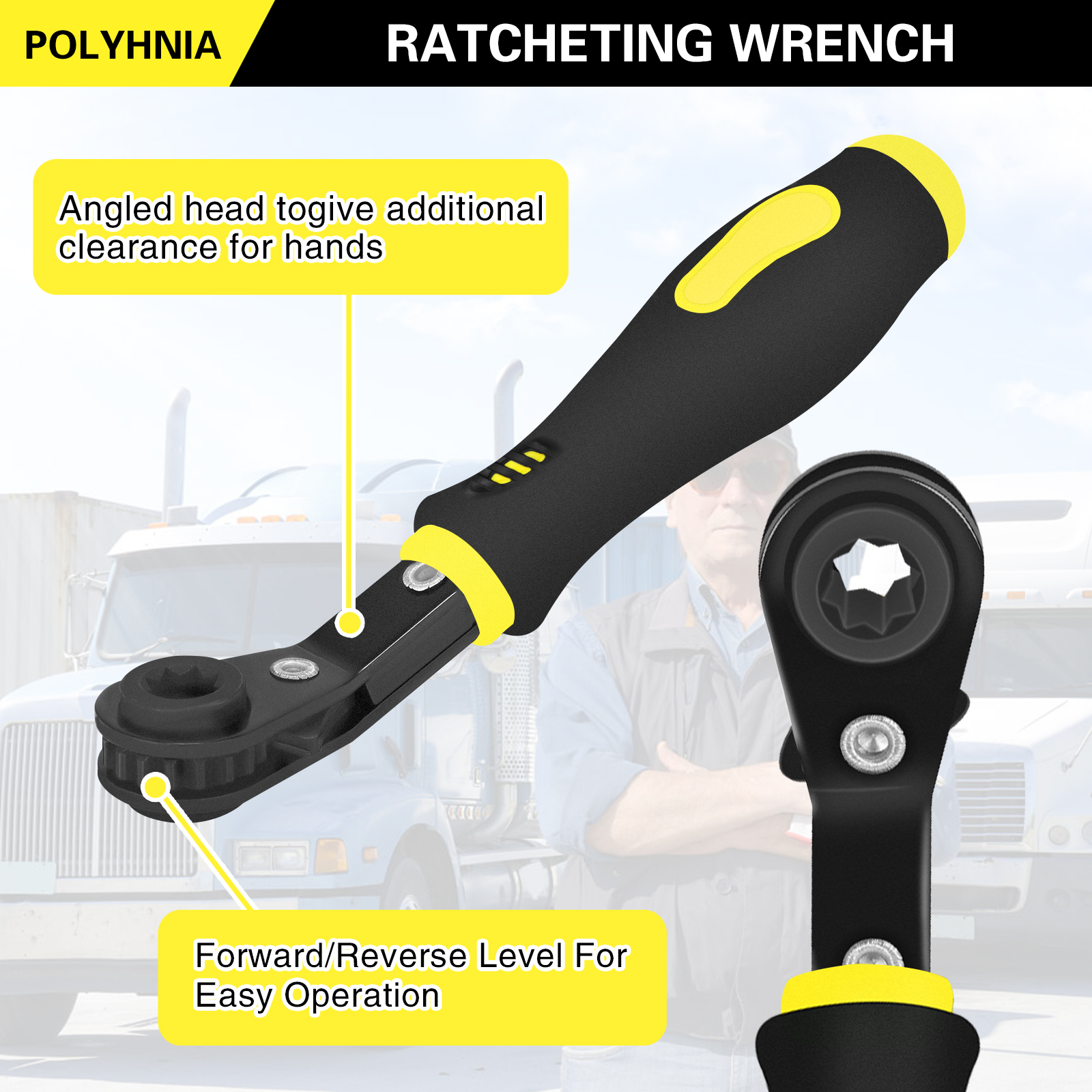 2 pcs slack adjuster tools, brake adjustment for semi, fork end release and 5/16" double square reversible ratcheting wrench, automatic slack adjuster release set 2 pcs slack adjuster tools, brake adjustment for semi, fork end release and 5/16" double square reversible ratcheting wrench, automatic slack adjuster release set