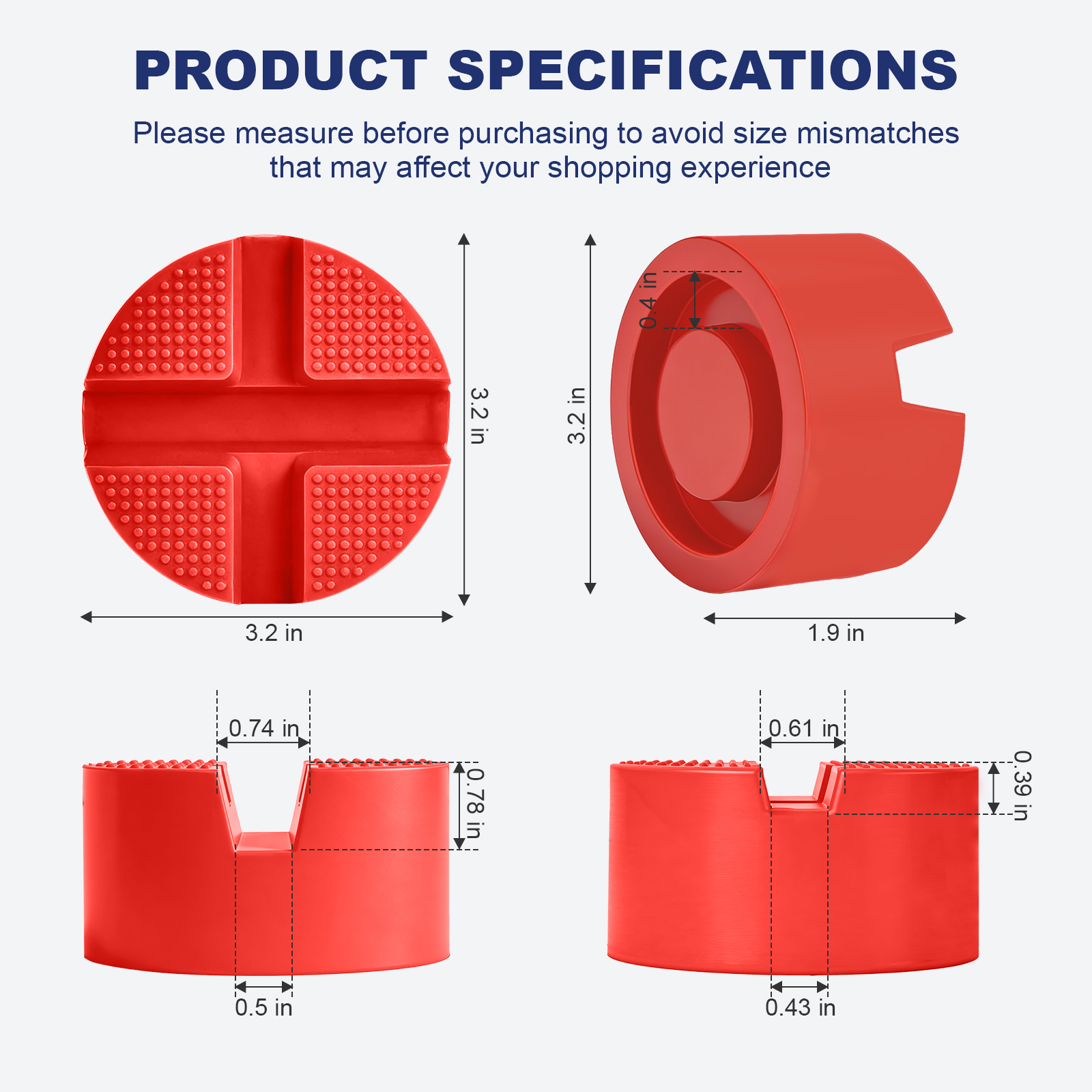 pinch weld jack pad,two depths x grooves universal floor jack pad adapter, thickened and grippy rubber provide cushion and support,frame rail protector,3.2x 3.2 x 1.9 in, 1 pcs pinch weld jack pad,two depths x grooves universal floor jack pad adapter, thickened and grippy rubber provide cushion and support,frame rail protector,3.2x 3.2 x 1.9 in, 1 pcs