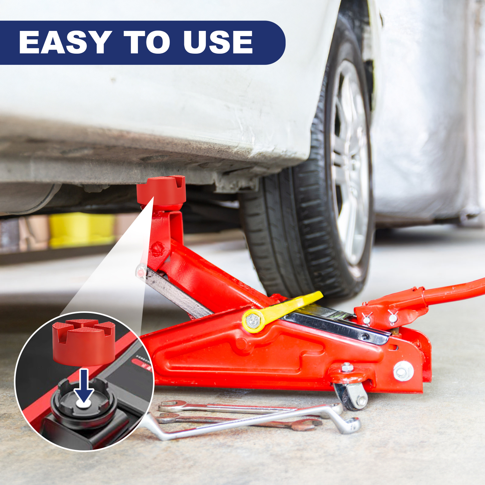 pinch weld jack pad,two depths x grooves universal floor jack pad adapter, thickened and grippy rubber provide cushion and support,frame rail protector,3.2x 3.2 x 1.9 in, 1 pcs pinch weld jack pad,two depths x grooves universal floor jack pad adapter, thickened and grippy rubber provide cushion and support,frame rail protector,3.2x 3.2 x 1.9 in, 1 pcs