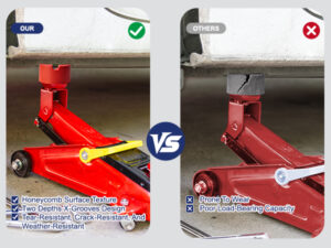 pinch weld jack pad,two depths x grooves universal floor jack pad adapter, thickened and grippy rubber provide cushion and support,frame rail protector,3.2x 3.2 x 1.9 in, 1 pcs