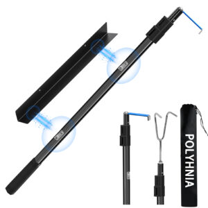 magnetically mounted truck cargo grabber reach retriever tool,6.9 ft upgraded extendable truck bed accessories,heavy duty stainless steel truck bed grabber tool with two hooks (magnetically mounted)