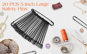 extra large safety pins heavy duty, 5 inch giant safety pin, 10 pcs black big safety pin, jumbo safety pins for clothes, blankets, thick fabric, decorations