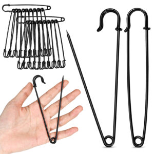 extra large heavy duty giant safety pins 5 inch black big jumbo safety pins, 20 pcs for clothes, blankets, thick fabric, decorations