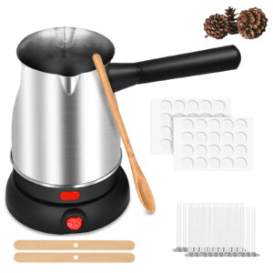 polyhnia candle making kit with wax melter,electric candle wax melter for candle making, stainless steel wax melting pot, 52in power cord,candle making supplies (new model)