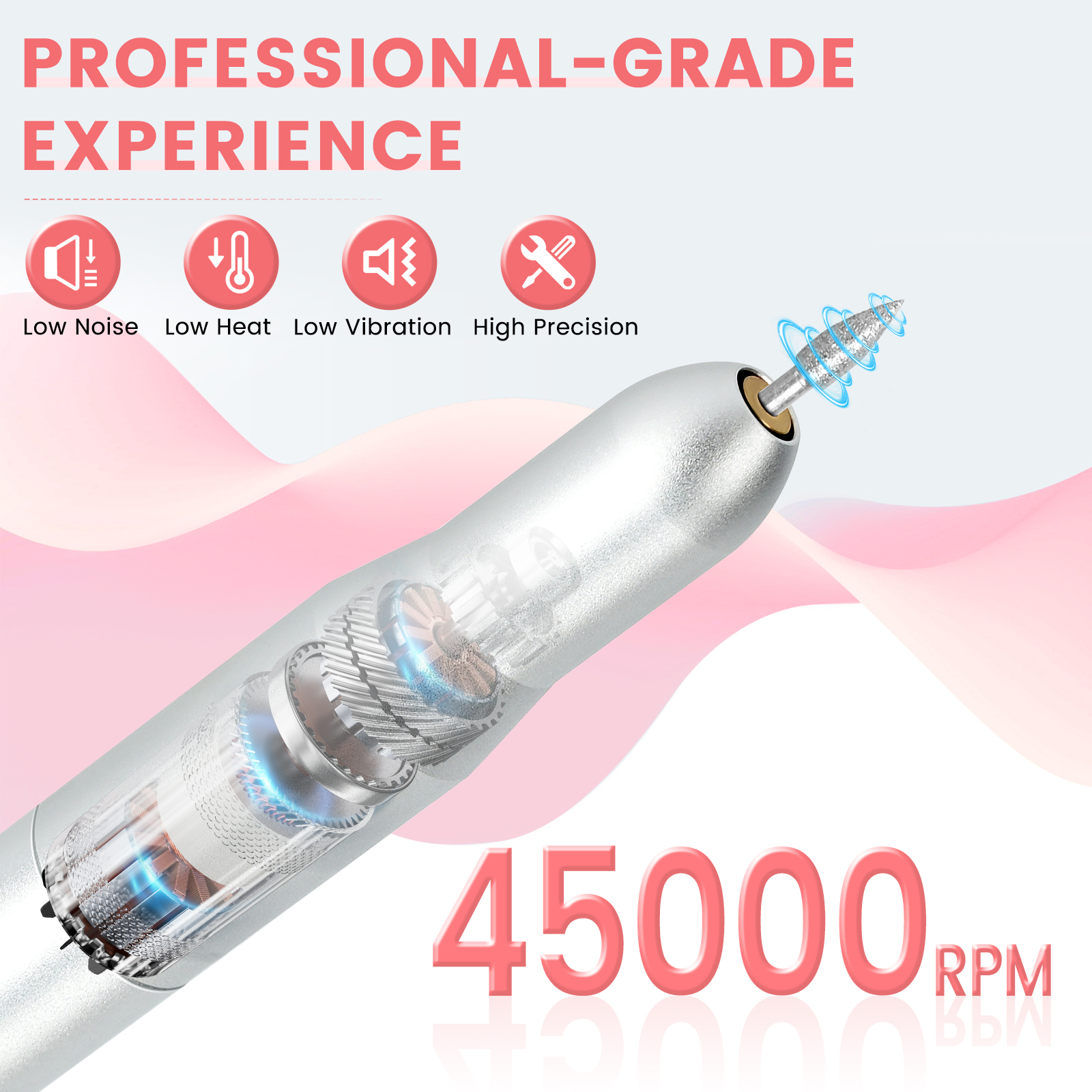 electric nail drill professional, 45,000rpm electric nail file with 12 drill bits & 50 sanding bands,rechargeable long battery life, low noise cordless nail drills machine,efile nail drill kit electric nail drill professional, 45,000rpm electric nail file with 12 drill bits & 50 sanding bands,rechargeable long battery life, low noise cordless nail drills machine,efile nail drill kit