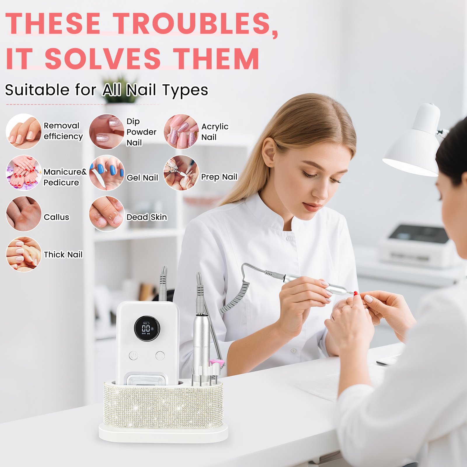 electric nail drill professional, 45,000rpm electric nail file with 12 drill bits & 50 sanding bands,rechargeable long battery life, low noise cordless nail drills machine,efile nail drill kit electric nail drill professional, 45,000rpm electric nail file with 12 drill bits & 50 sanding bands,rechargeable long battery life, low noise cordless nail drills machine,efile nail drill kit