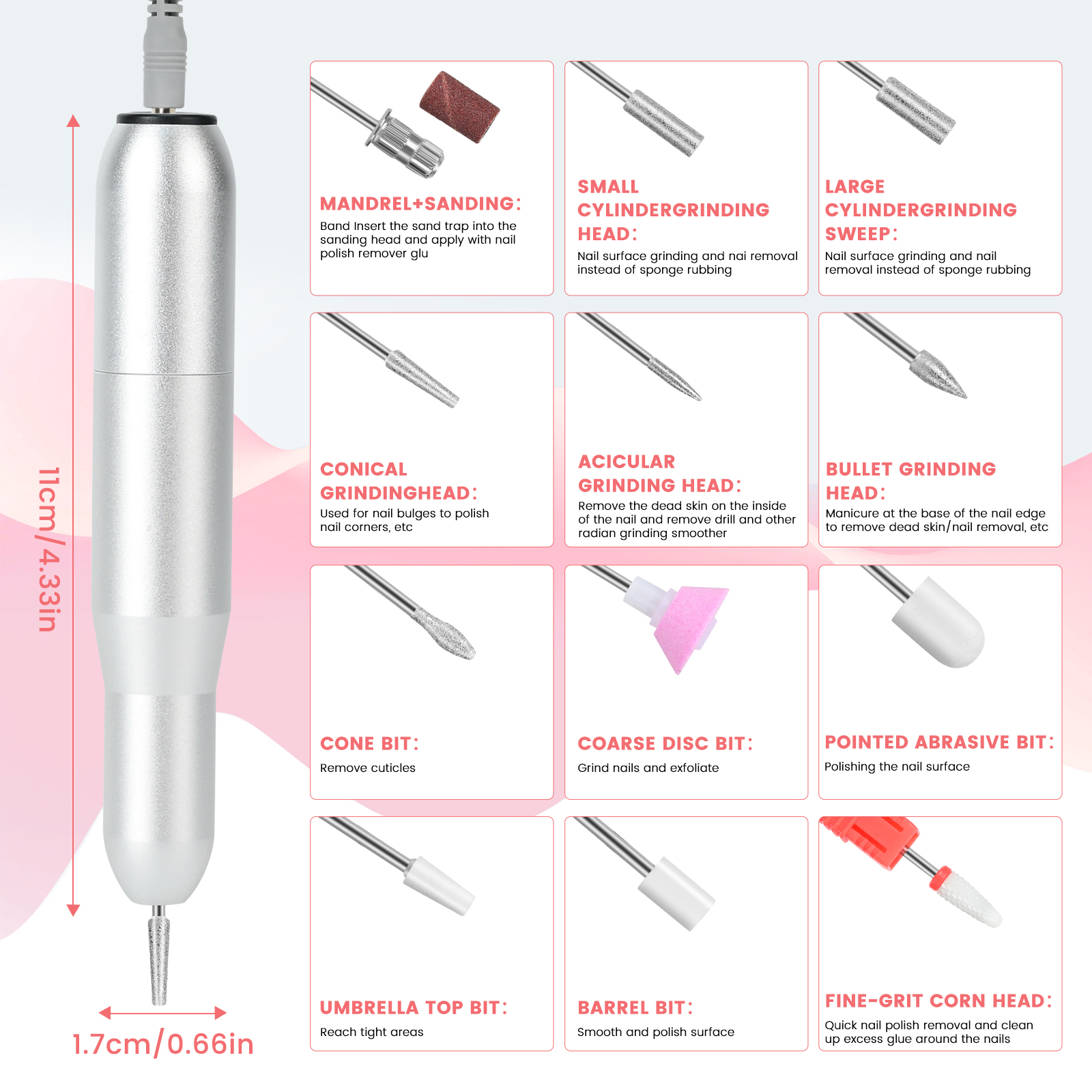 electric nail drill professional, 45,000rpm electric nail file with 12 drill bits & 50 sanding bands,rechargeable long battery life, low noise cordless nail drills machine,efile nail drill kit electric nail drill professional, 45,000rpm electric nail file with 12 drill bits & 50 sanding bands,rechargeable long battery life, low noise cordless nail drills machine,efile nail drill kit