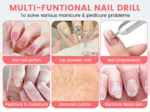 electric nail drill professional, 45,000rpm electric nail file with 12 drill bits & 50 sanding bands,rechargeable long battery life, low noise cordless nail drills machine,efile nail drill kit